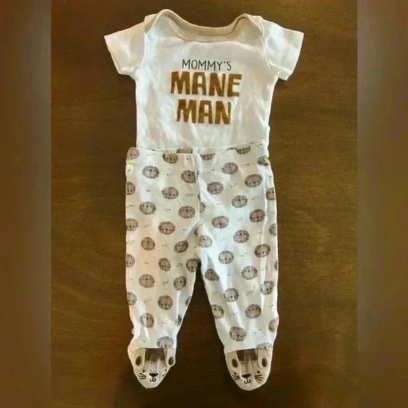 Koala Baby Outfit Size 0-3 Months, "Mommy’s Mane Man" Set Pants And Bodysuit - Picture 1 of 11